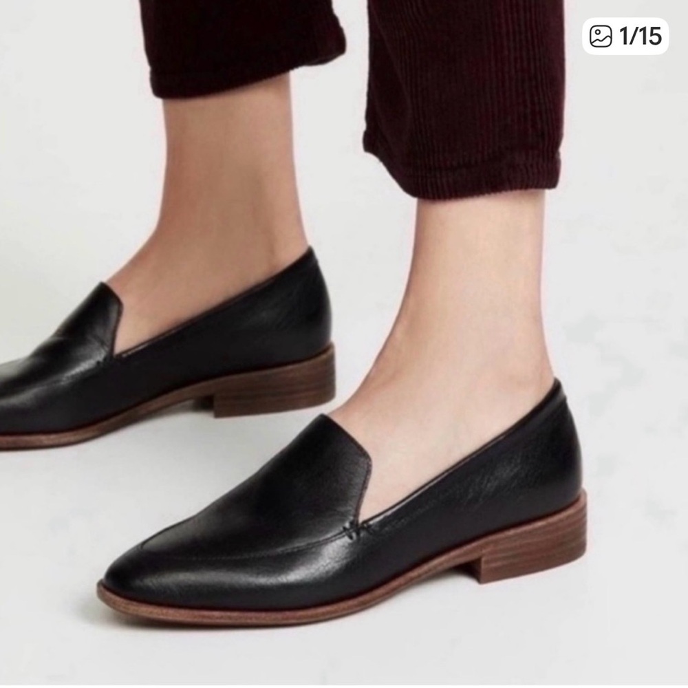 Madewell Frances Classic Black Leather Slip-On Loafer 9
